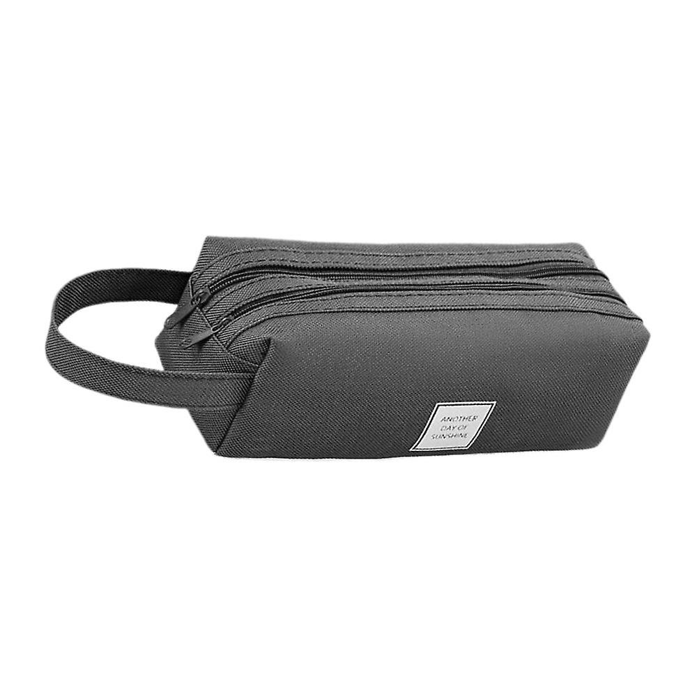 Kids Double Layer Pencil Case Bag Large Capacity Student Canvas Stationery Box