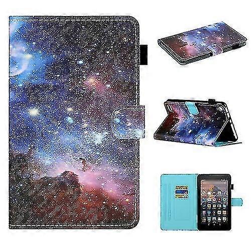 For Amazon Kindle Fire Hd 7 2015/ 2017/ 2019 Colored Drawing Stitching Horizontal Flip Leather Case With Holder/card Slots/