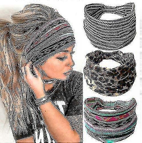 Boho Headbands ,hair Bands With Leopard Stripe Pattern ,soft Stretchy(3 Pcs)