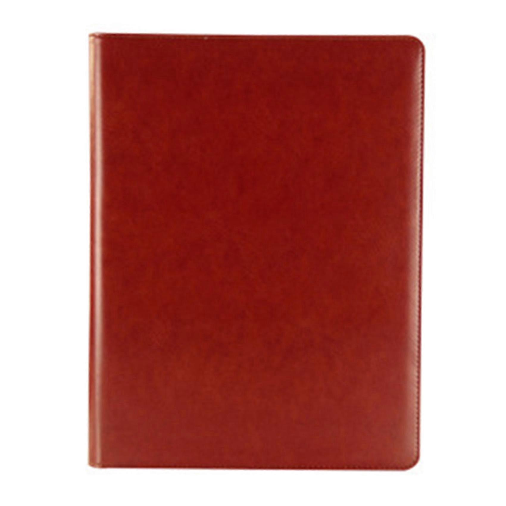 A4 File Folder with Calculator Binder Organizer Manager Office Document Pad PU Leather Folder Briefcase(Red-Brown)