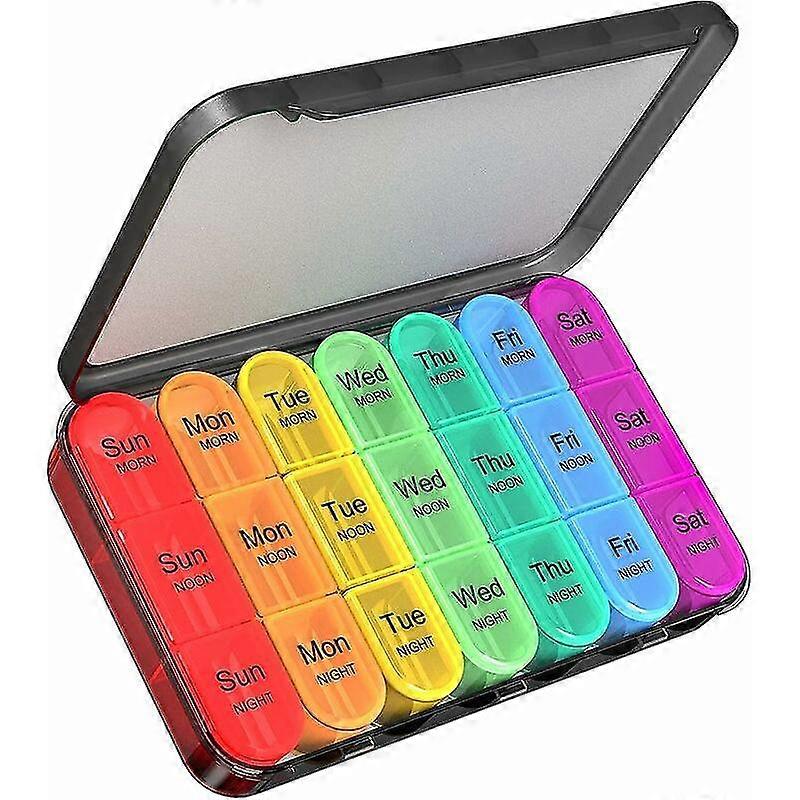 3 Times A Day Weekly Pill Box - Large Pill Box 7 Day Medication Organizer Pill Box