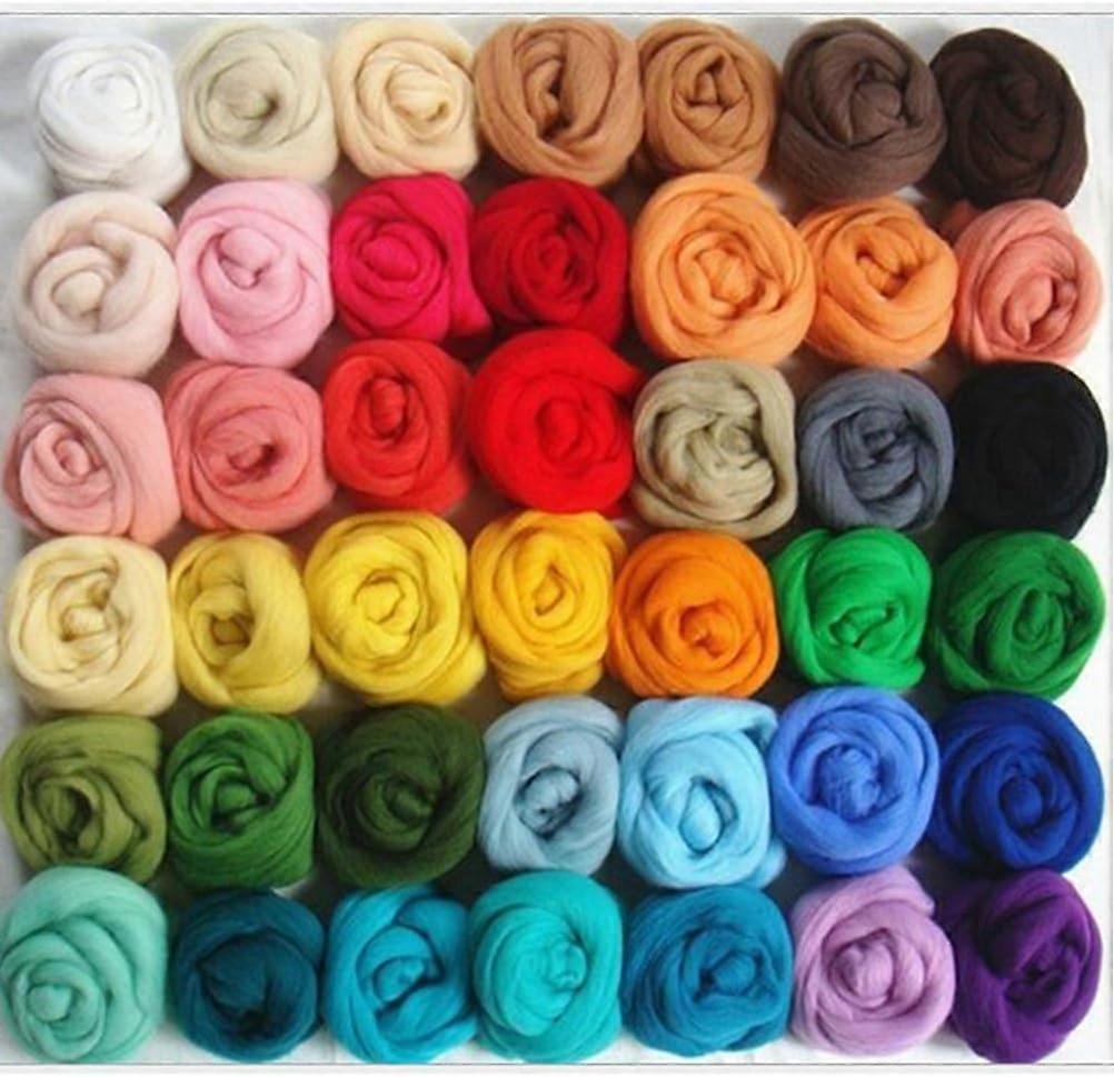 Felting Wool 36 Colors Needle Felting Wool Roving Fiber Wool Yarn Roving For Needle Felting Hand Spinning