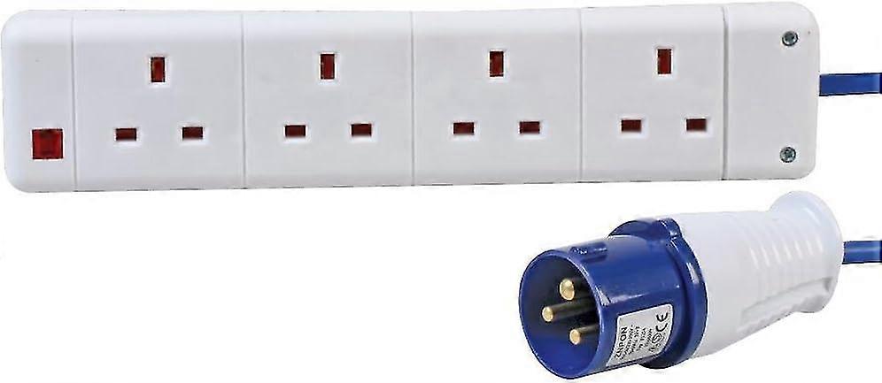 Pro Elec PEL00791 Extension Lead 4 Gang to 16A Plug 5m caravan hook up, White