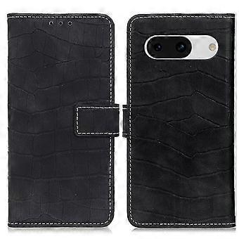 For Google Pixel 8a Case Crocodile Texture Phone Cover with Wallet Stand Style C Google Pixel 8a Black