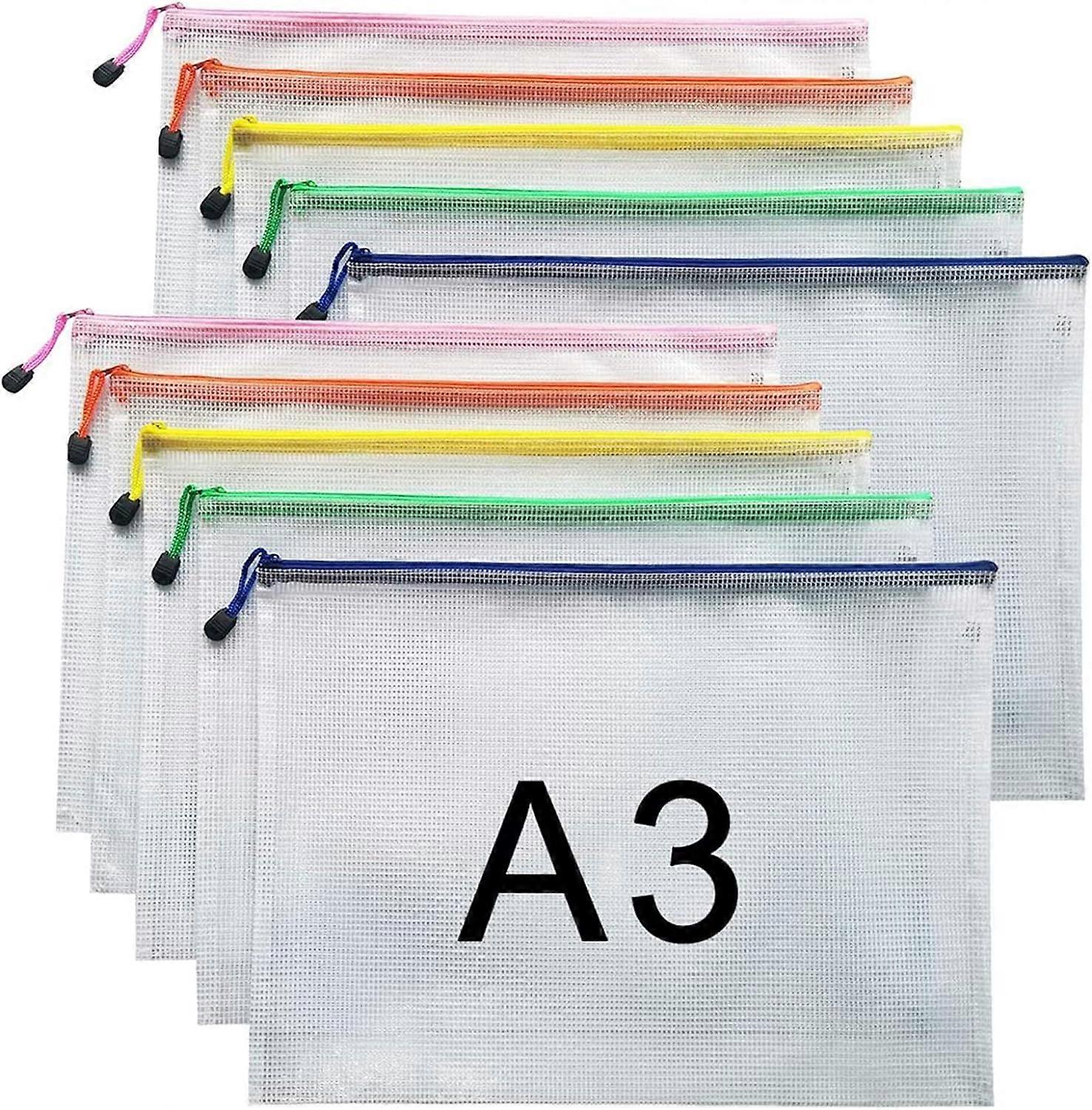 A3 Document Folder File Zipper Bags Plastic Wallets Folder (A3-10PCS)