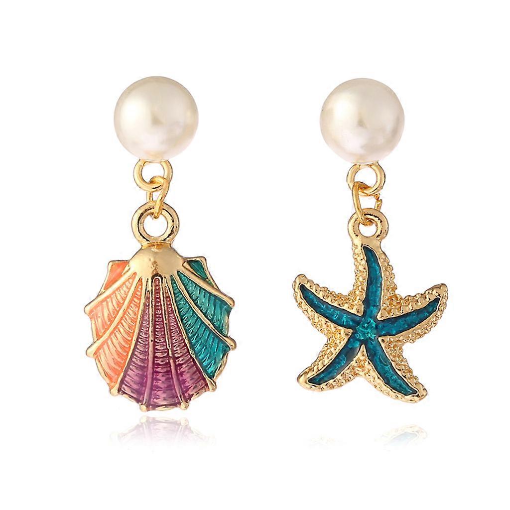 Attractive Starfish Irregular Dangle Earrings Enamel for Shell Earring Jewelry D