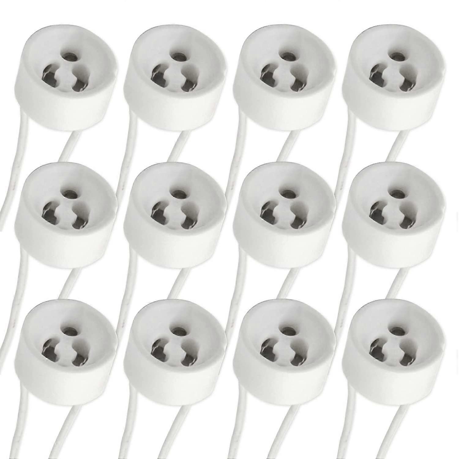 12pcs GU10 Spot Lampholder with Silicon Cable,0-250V 2A max.300W,Standard GU10 Socket Ceramic Base,Connector Adapter