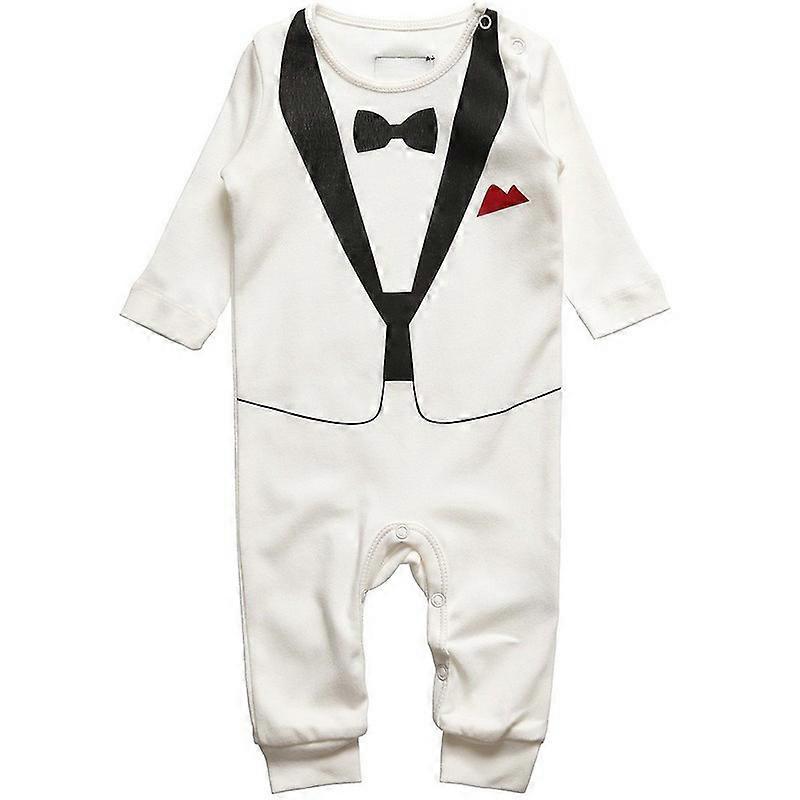 Toddler Baby Gentleman Suit Boys Tuxedo Romper Formal Party Wedding Bow Jumpsuit