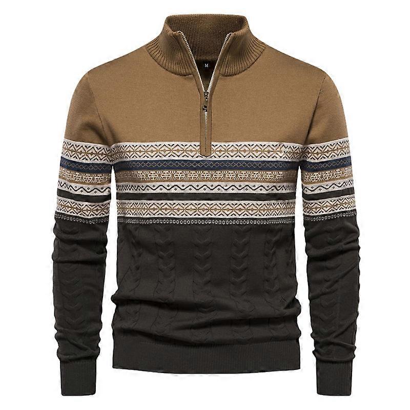 Autumn Zipper Pullers Men Warm Winter Cotton Ethnic Patterns Sweaters for Men
