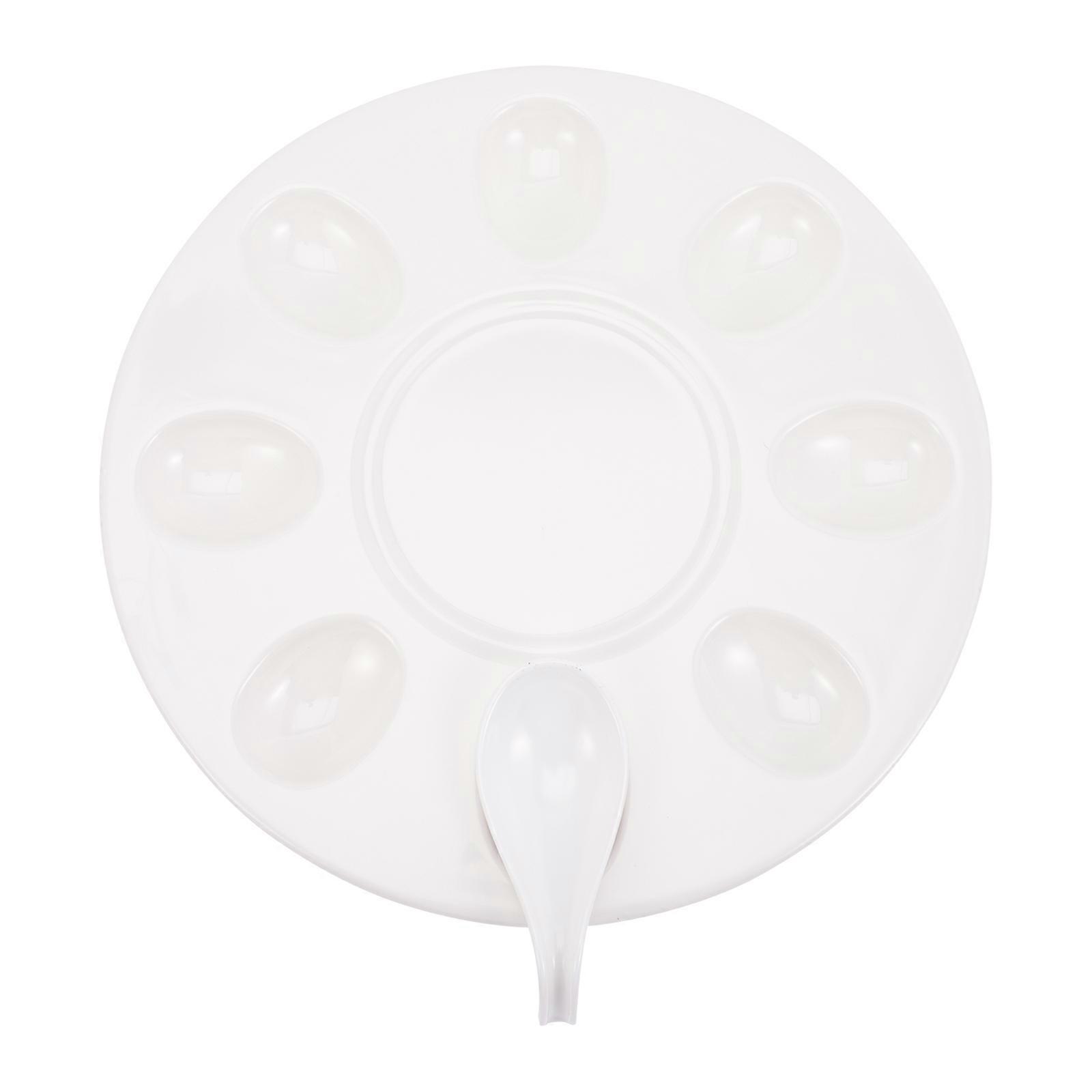 1 Set of Melamine Anti-crack Egg Tray with Spoon Shrimp Paste Plate for Restaurant Use