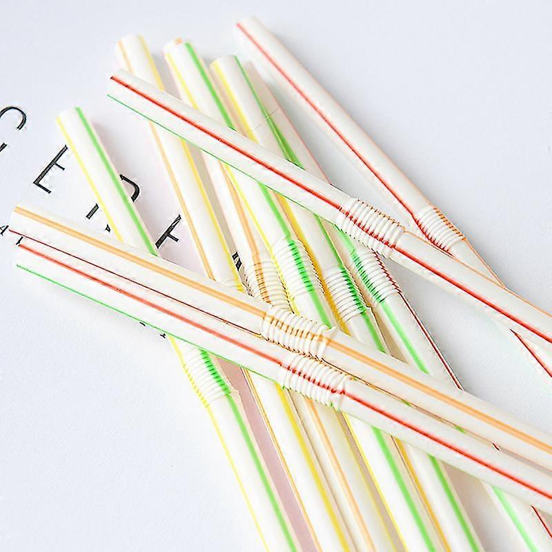 100pcs Disposable Plastic Straws Long Multi-color Bendable Disposable Straws