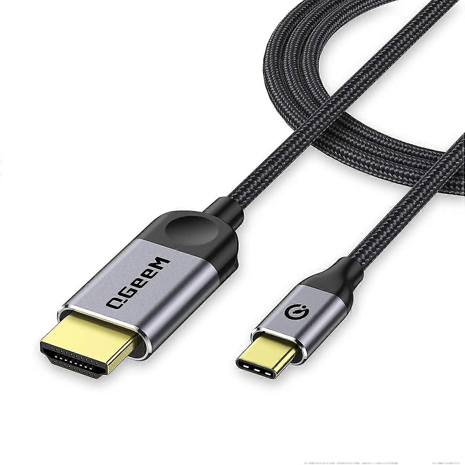 QGeeM USB C to HDMI Cable Adapter 6ft 4K, USB Type C to HDMI Cable Thunderbolt 3 Compatible with MacBook Pro 2017-2020 IPad pro