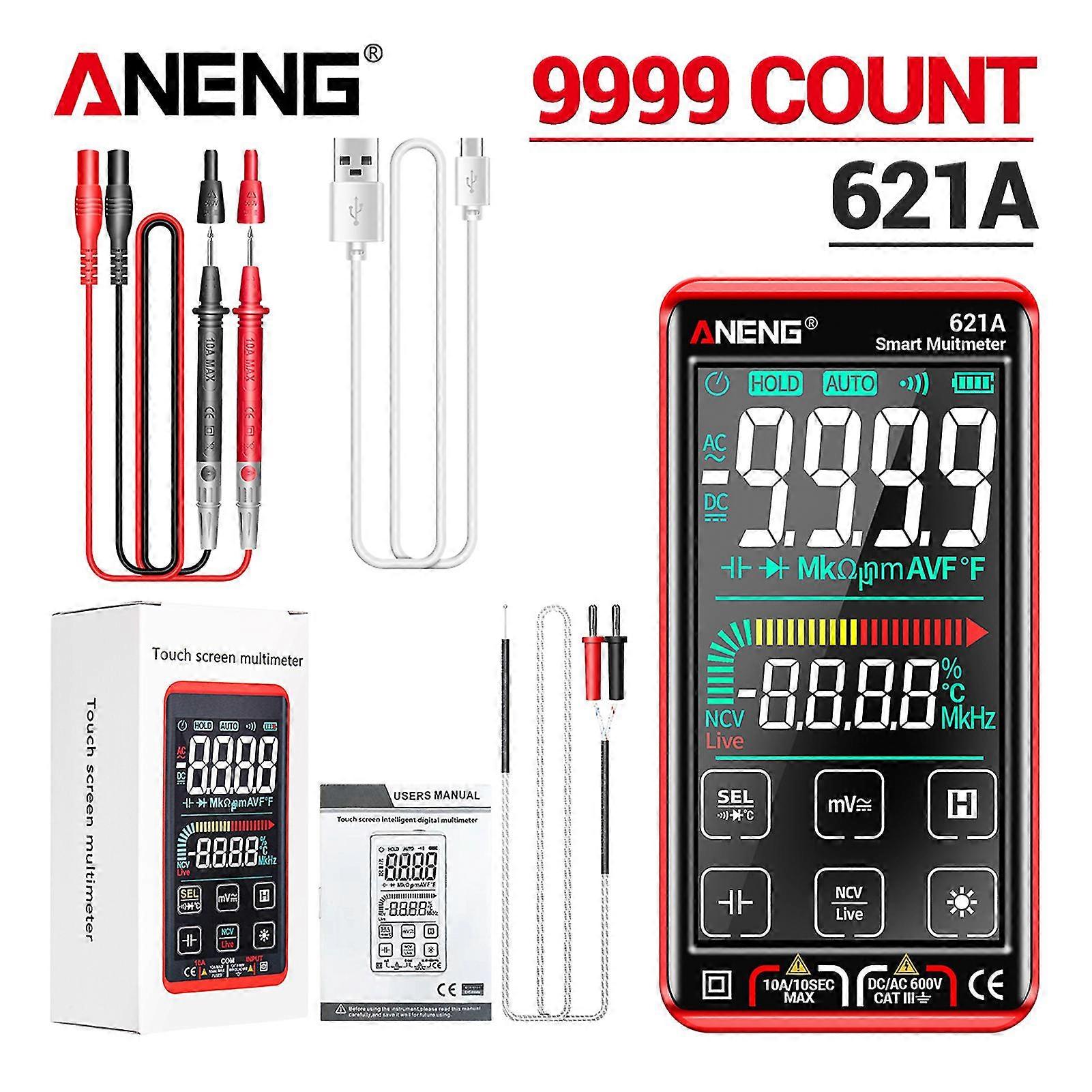 Aneng 621a / 620a Multimètre numérique intelligent 9999 CountsTouch Screen Auto Range Rechargeable Ncv Meter Voltmeter Ampèremètre