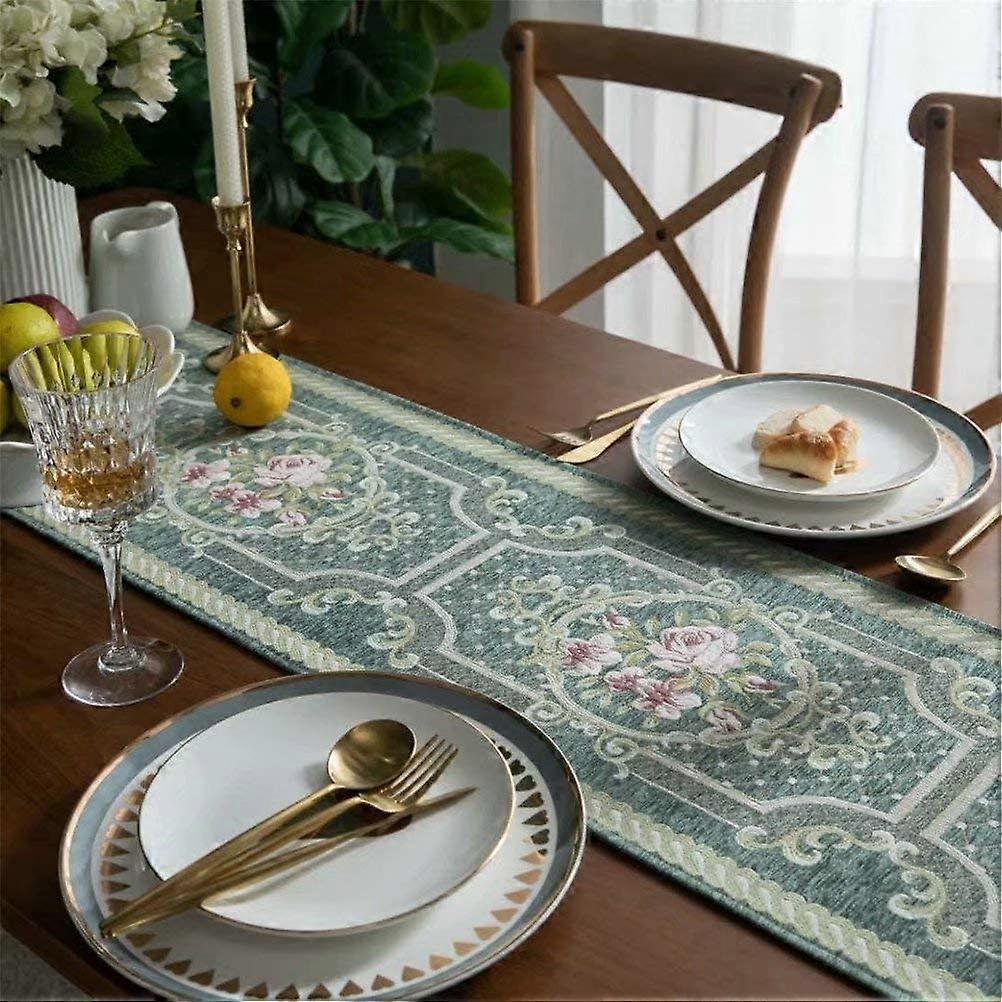 Cotton Linen Decorative Table Runner For Kitchen & Dinning Room Decor Floral Pattern Table