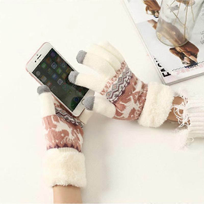 2022 Warm Winter Gloves Wool Knitted Wrist Gloves Women Men Snowflake Knitted Pattern Full Finger Skiing & Warm Glove
