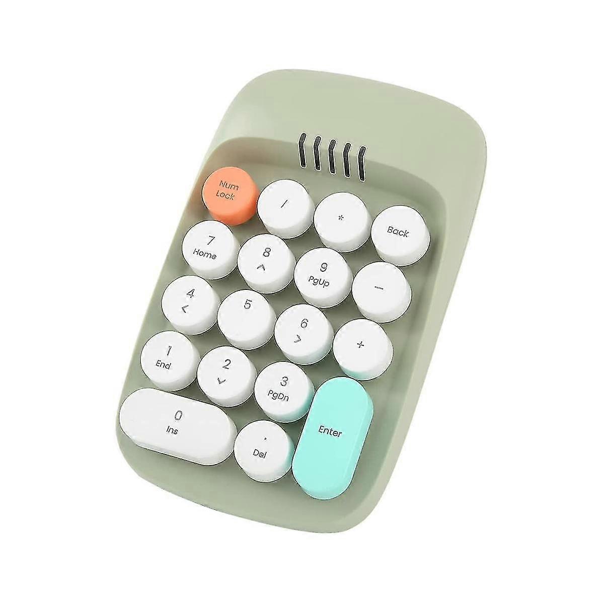 Pavé Numérique Rétro Sans Fil 18 Touches - Clavier Machine à Écrire Bluetooth Vert
