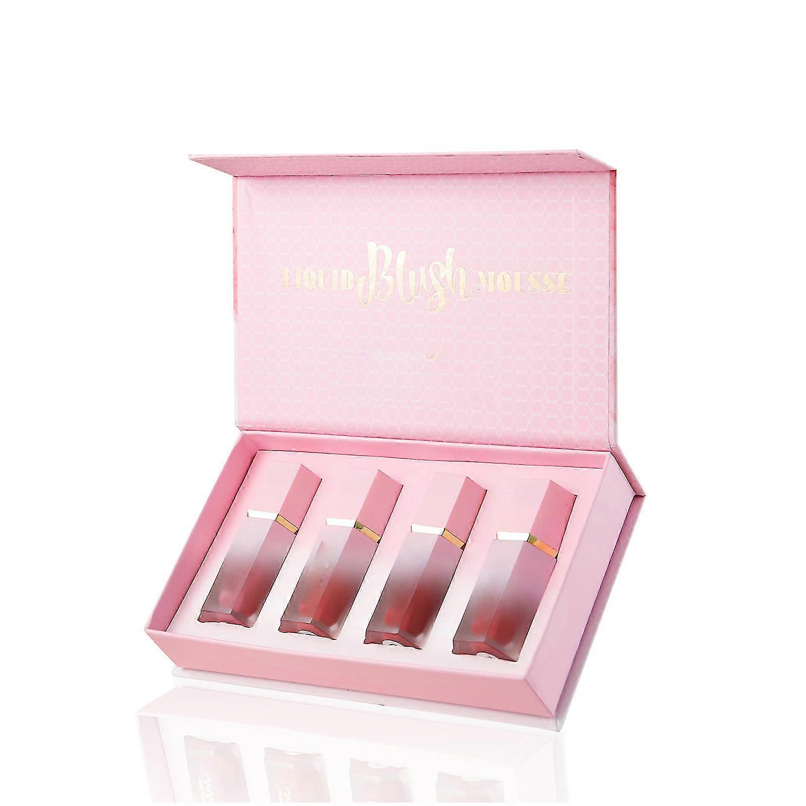 Mousse Smooth Liquid Blush Set Longue durée Velvet Texture Blush Convient à la plupart des tons de peau