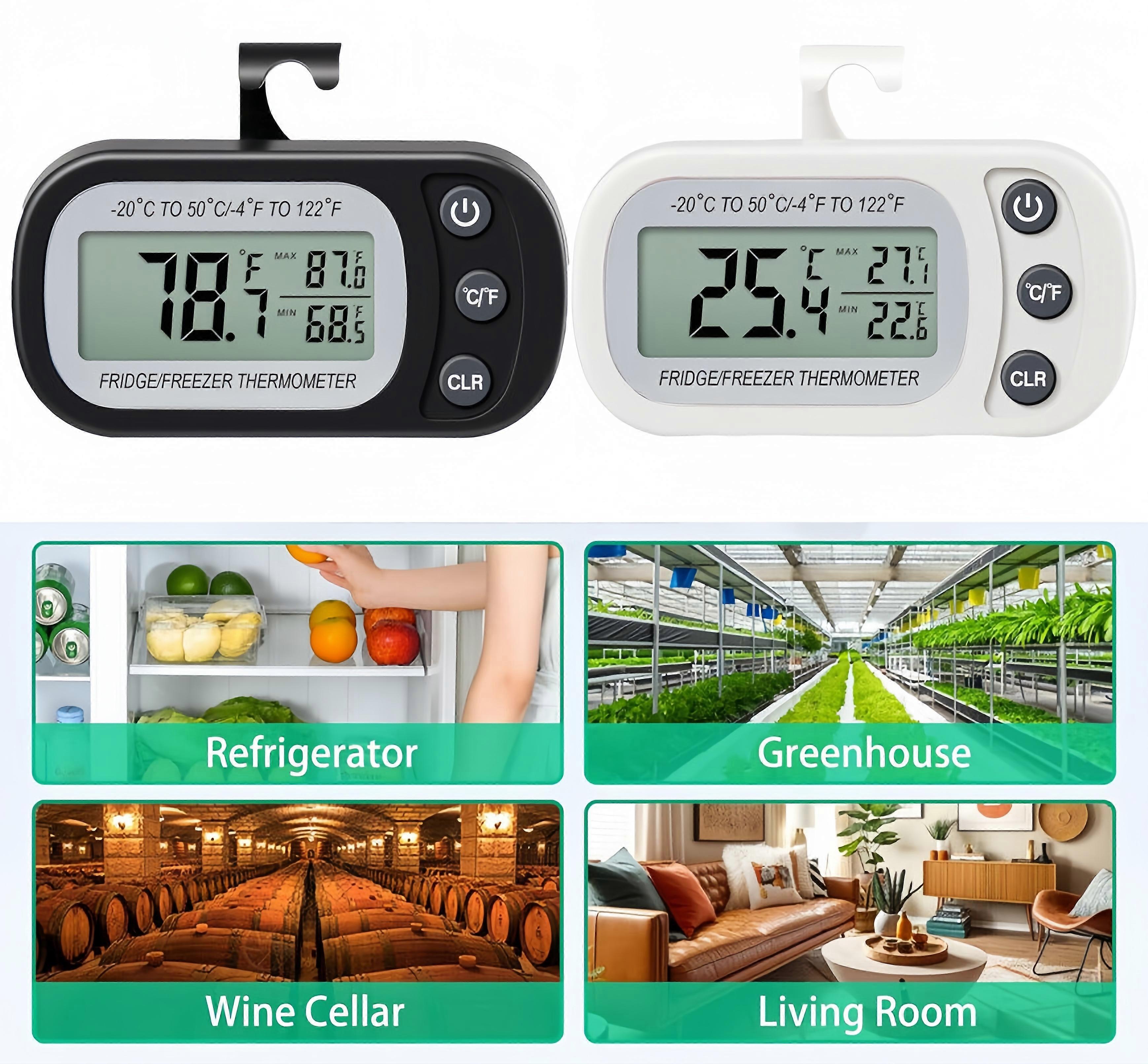 Refrigerator Thermometer Digital Fridge Freezer Waterproof Large LCD Display