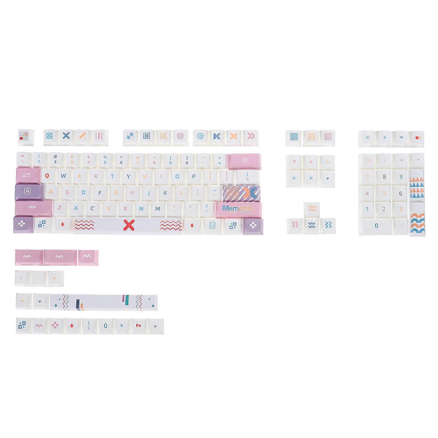 126 Keys Pink&purple Pbt Keycap Set Cherry Profile Five-sided Sublimation Custom Keycaps For Mechanical Keyboards