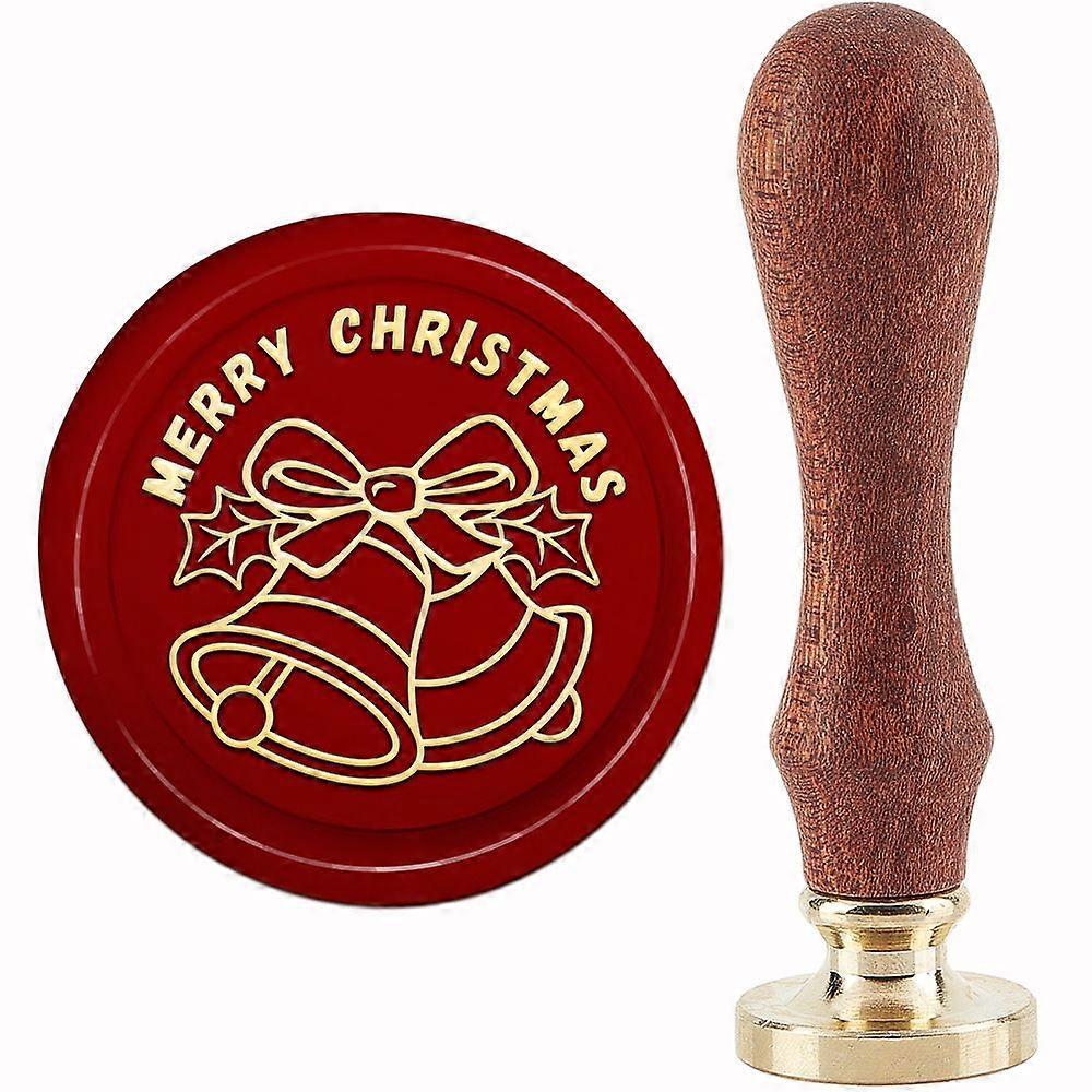 Brass Wax Seal Stamp with Handle for DIY Scrapbooking Christmas Bell Pattern 3.5x1.18 inch(8.9x3cm)