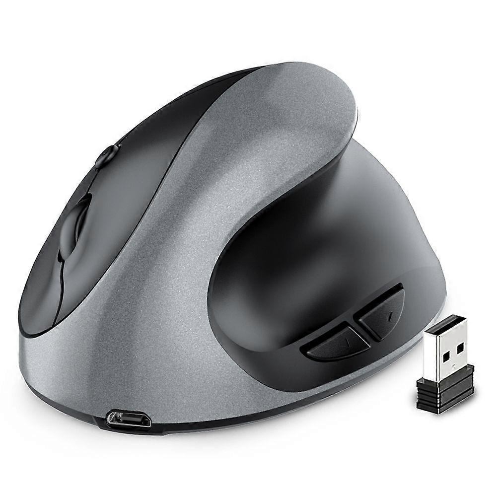 Ergonomic Vertical Mouse Rechargeable Wireless USB 2.4G for Computer Laptop Gaming Mouse Silver Gra
