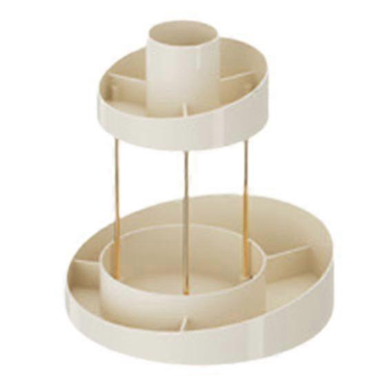 Makeup Perfume Cosmetic Organizer Skincare Rotating Vanity Separated Compartments 2 Tier Spinning Display