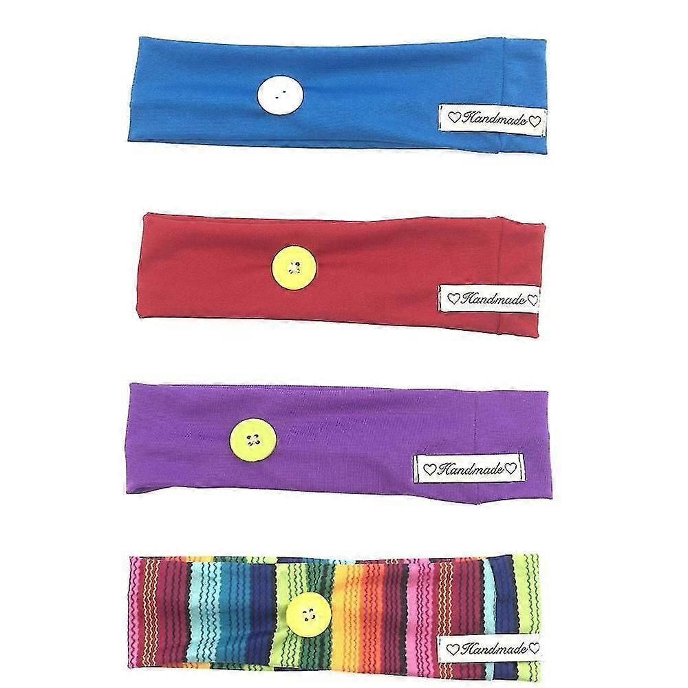 Boho Turban Headbands For Women And Girls With Button Elastic Facemask Holder
