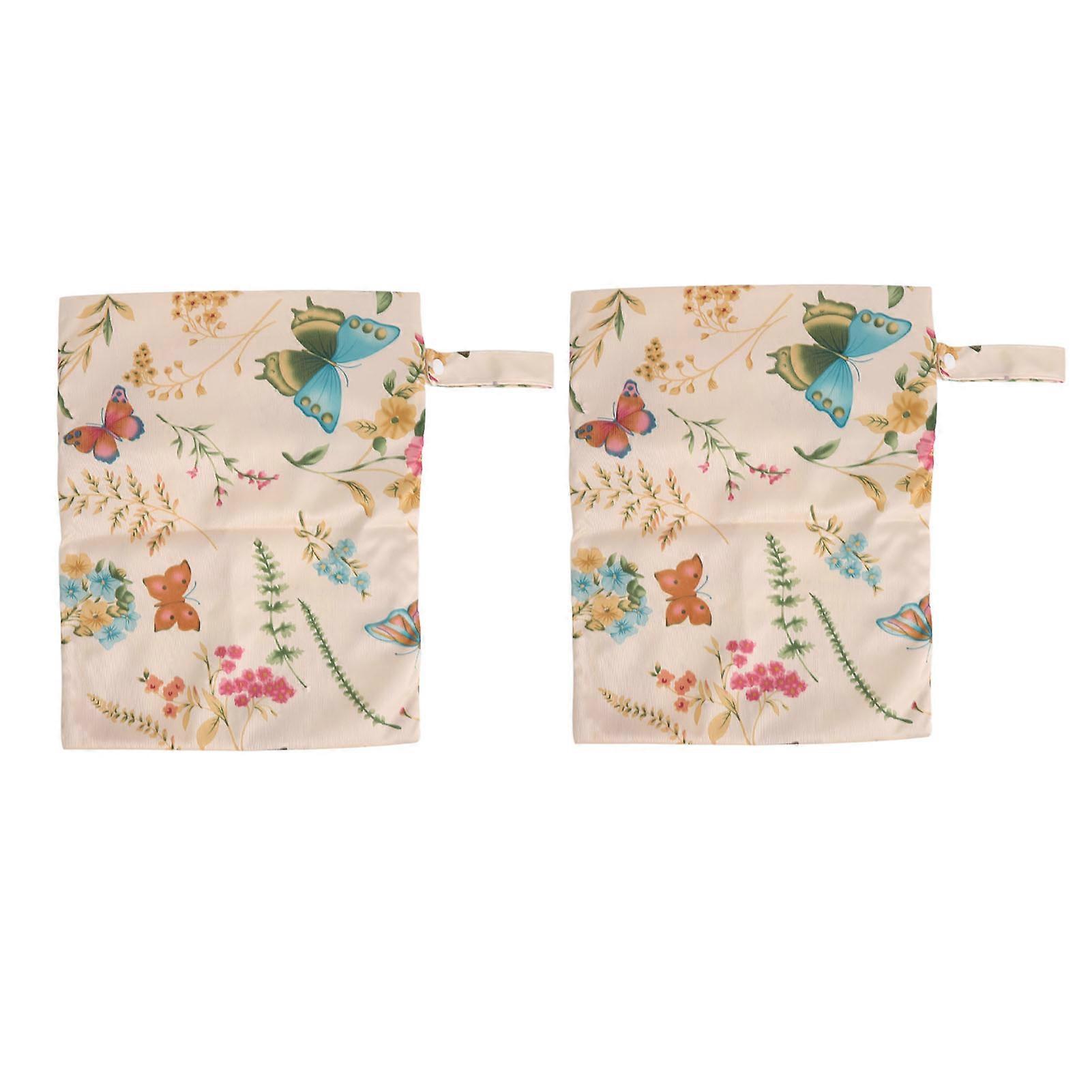 2pcs Mess Proof Wet Diaper Bag Dual Pocket Portable Multi Functional Cloth Diaper Wet Dry Bag