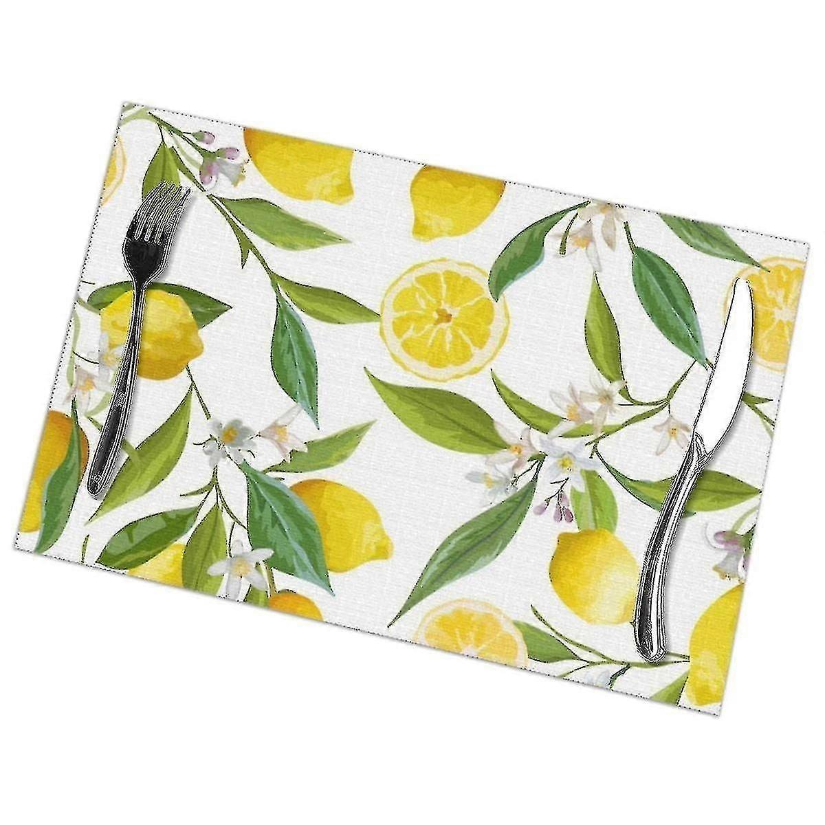 Set von 6 Früchten Zitrone Fl Muster Tischsets für Esstisch Tischset In Kit Zubehör Cu