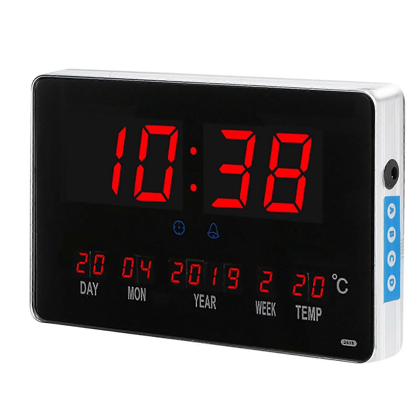 SBSGV LED Perpetual Calendar Clock Hanging Table Alarm Clock for Home Office EU Plug 110-220VRed