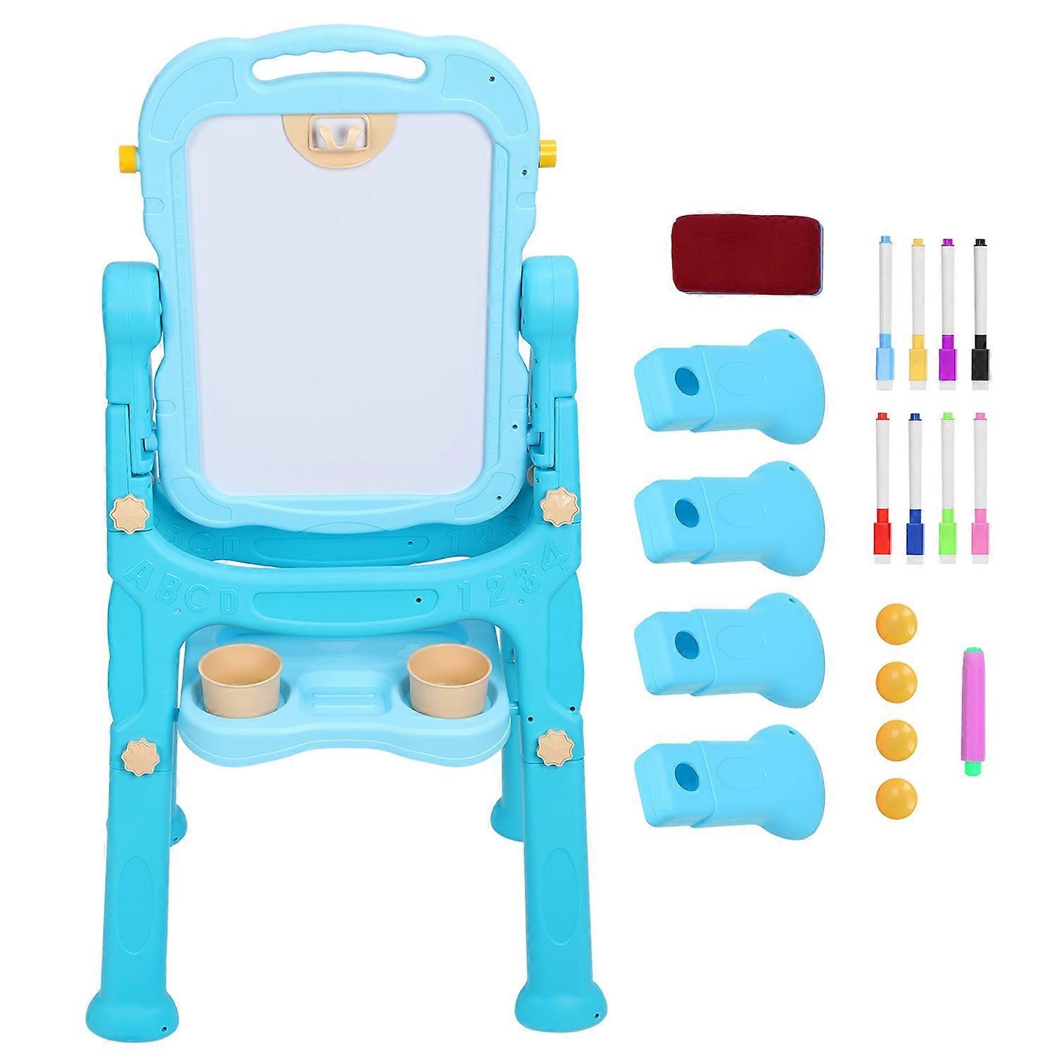 Children Easel PP Plastic Double Sided Magnetic Drawing Board with Adjustable Height(Blue )