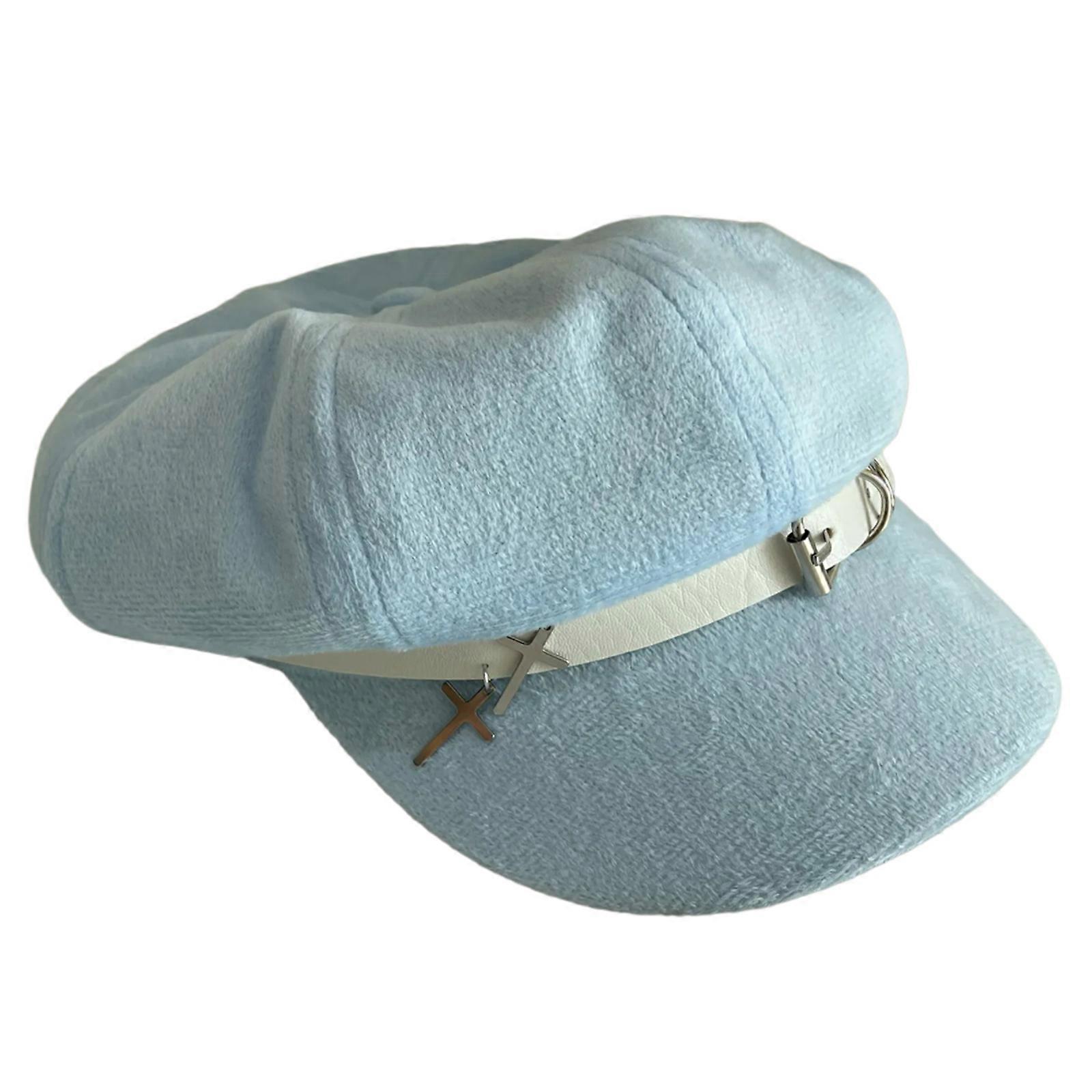 Chapeau béret en polyester confortable Chapeau western à la mode Styles gothiques Chapeau pour tous les jours Bleu