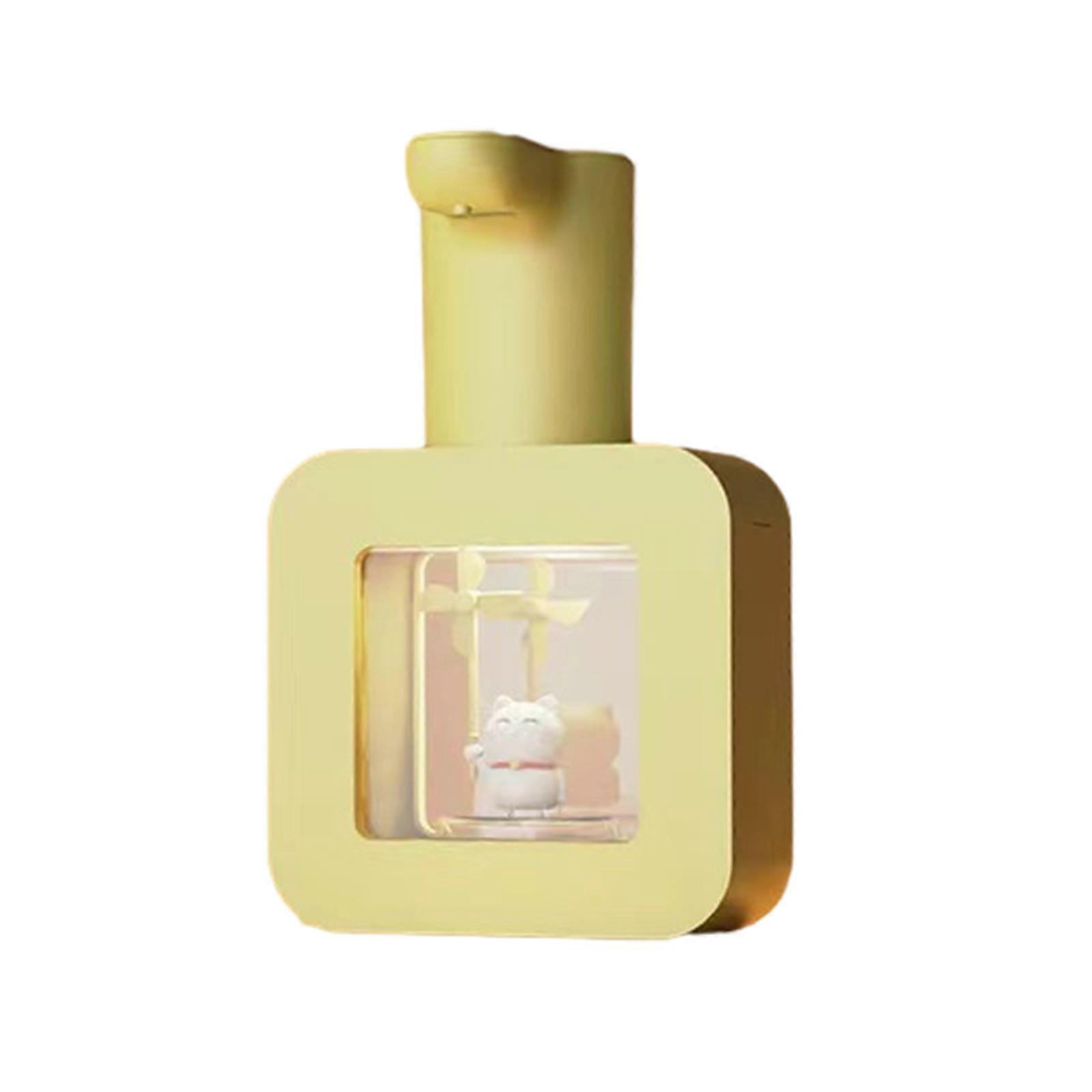 Distributeur automatique de savon moussant avec décoration de dessin animé et veilleuse Machine à mousse Désinfectants pour les mains Rechargeable Durable Jaune