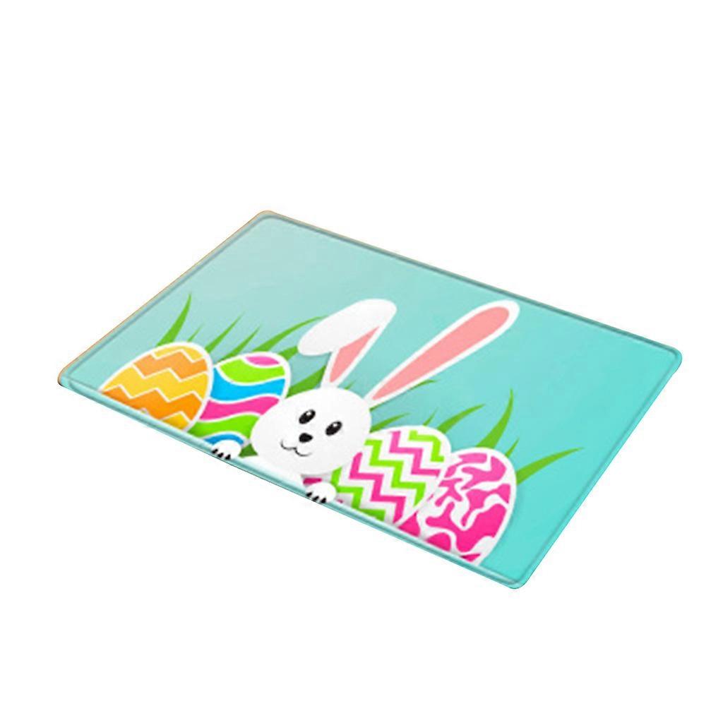 Happy Easter Eggs Rabbit Decorative Doormat Rectangular Floor Mat Non-Slip Rug Carpet for Bathroom Kitchen Bedroom Home Holiday Party Decor