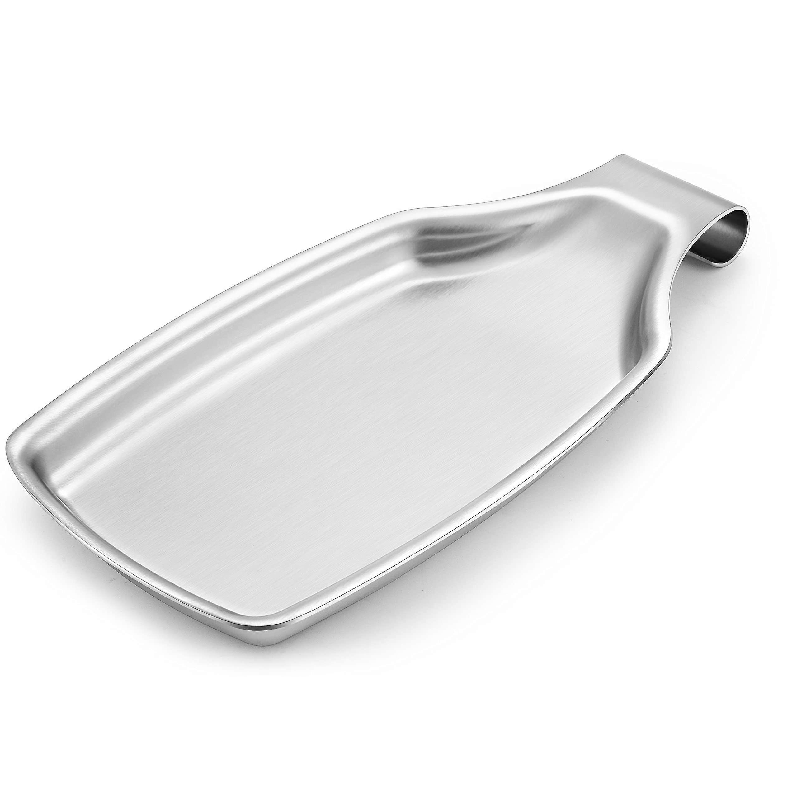 Stainless Steel Spoon Rest with Square Bottom for Kitchen Counter Dishwasher-Safe