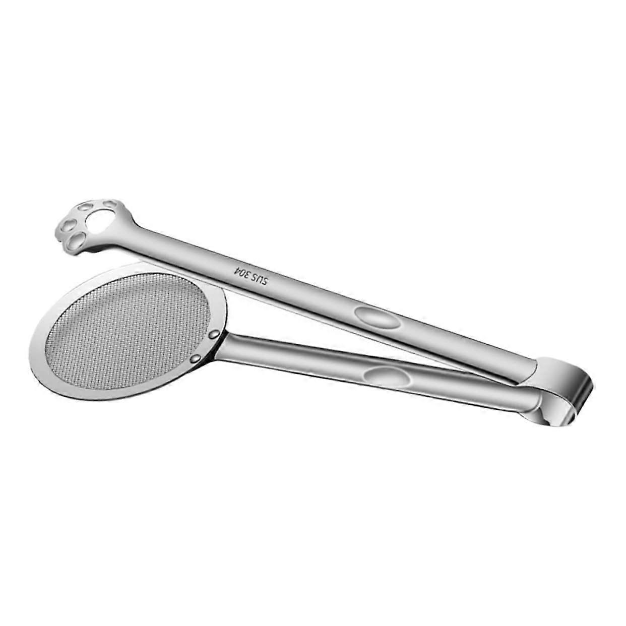Stainless Steel Fine Mesh Strainer Tongs - Multi-function Oil Clamp