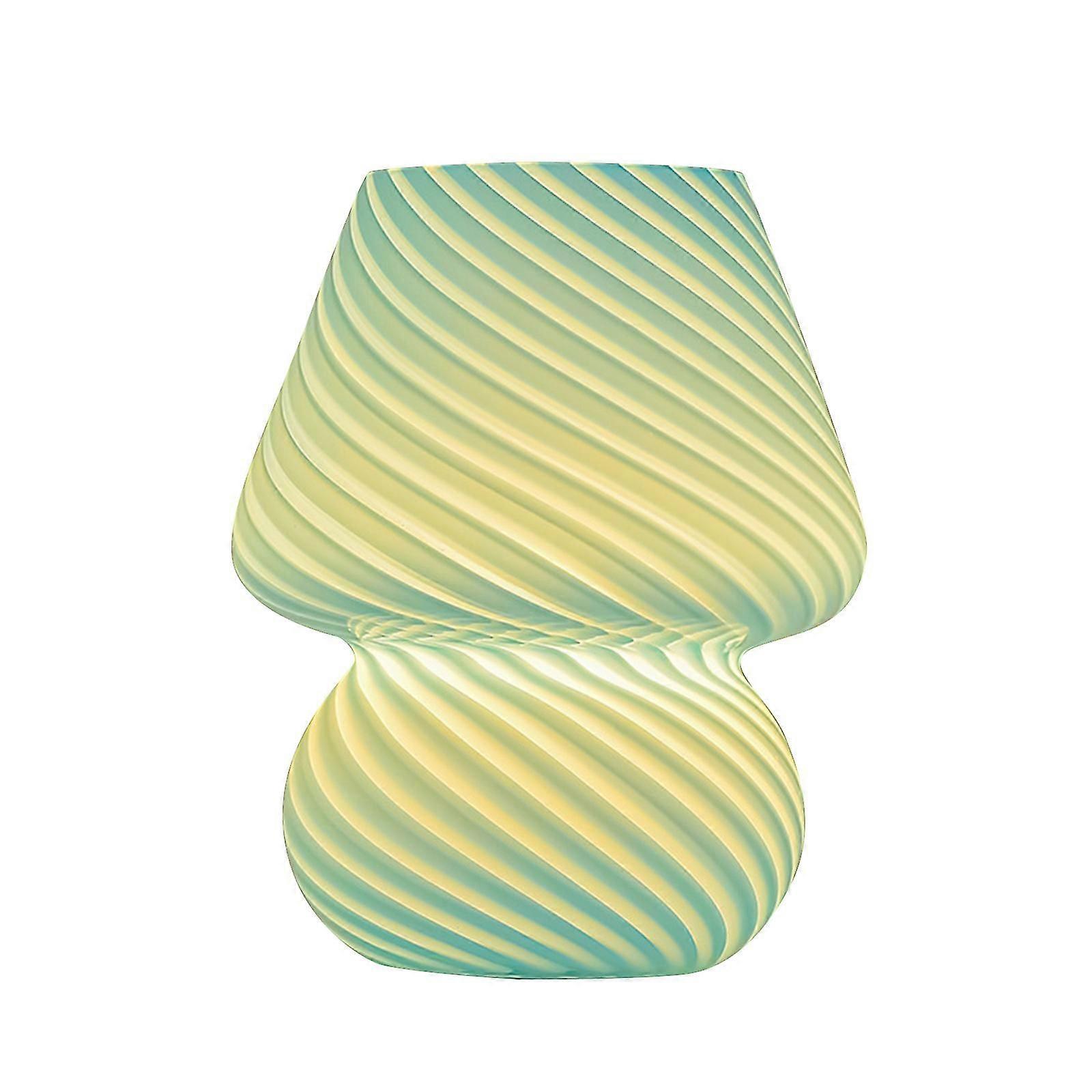 New-mushroom Bedside Table Lamp - Translucent Retro Style Striped Small Bedside Lamp Night Light, Reading Light For Home Decor