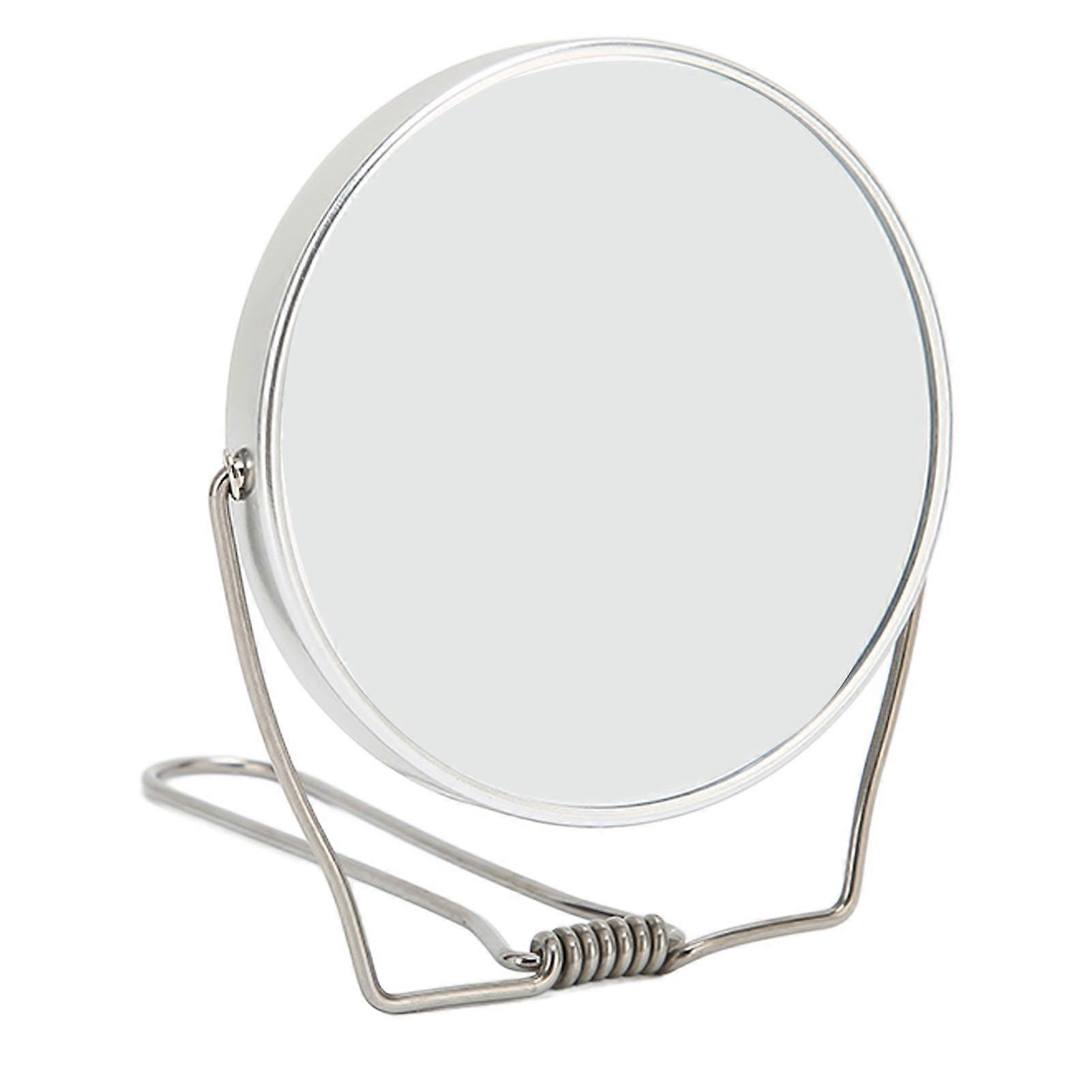 Miroir de vanité à 2 côtés Miroir de vanité argenté à cadre en aluminium de rotation à 360 degrés avec support en acier inoxydable pour dortoir de bureau