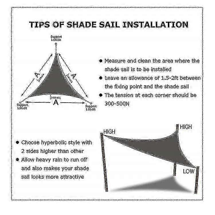 10 Sizes Triangle Waterproof Sun Shade Sail Outdoor Garden Patio Party Sunscreen Awingtriangle Canopy 95% Uv Block With Free Rope f54