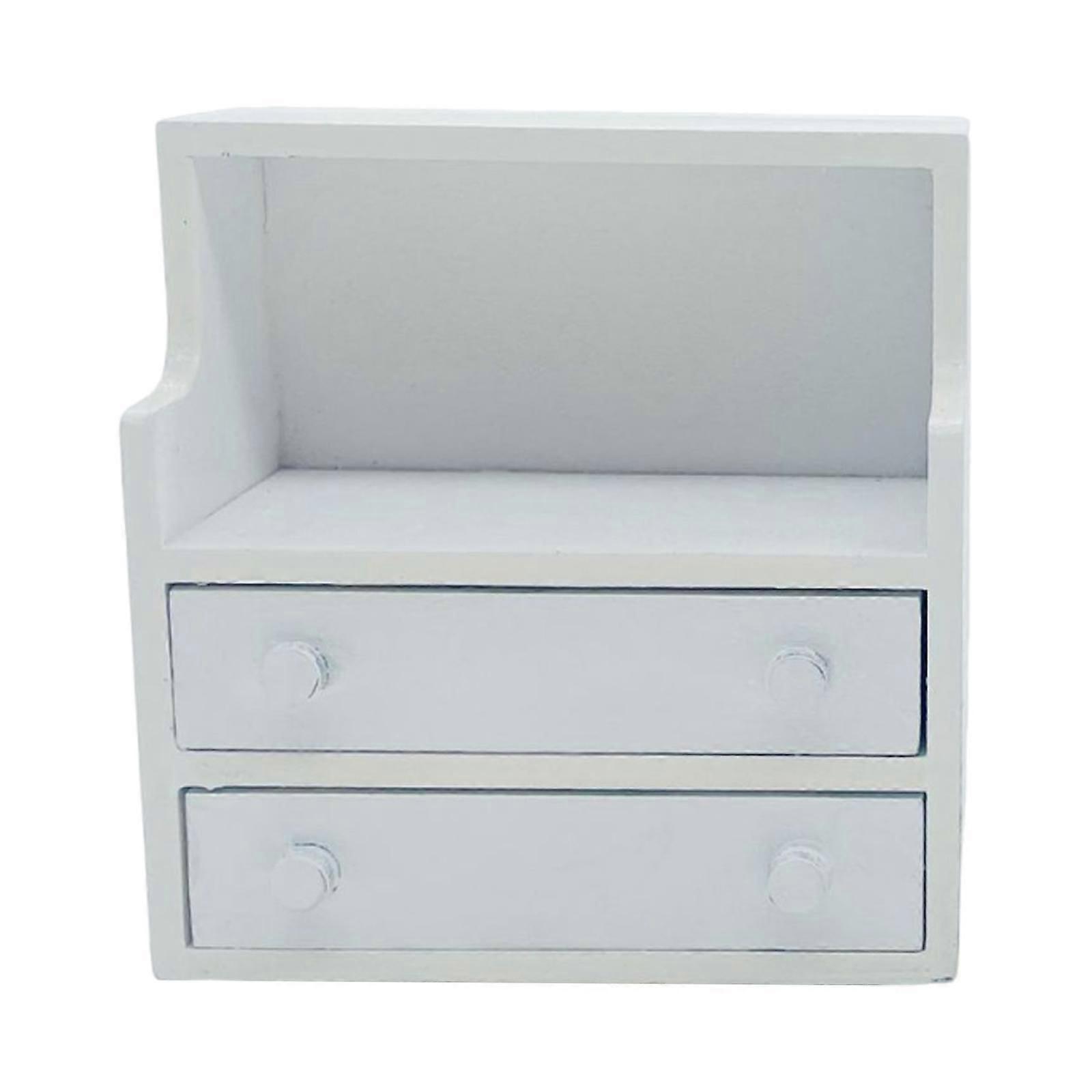 Dockhus Nattduksbord Julklapp Dockhustillbehör för 1/12 Lekset Vit