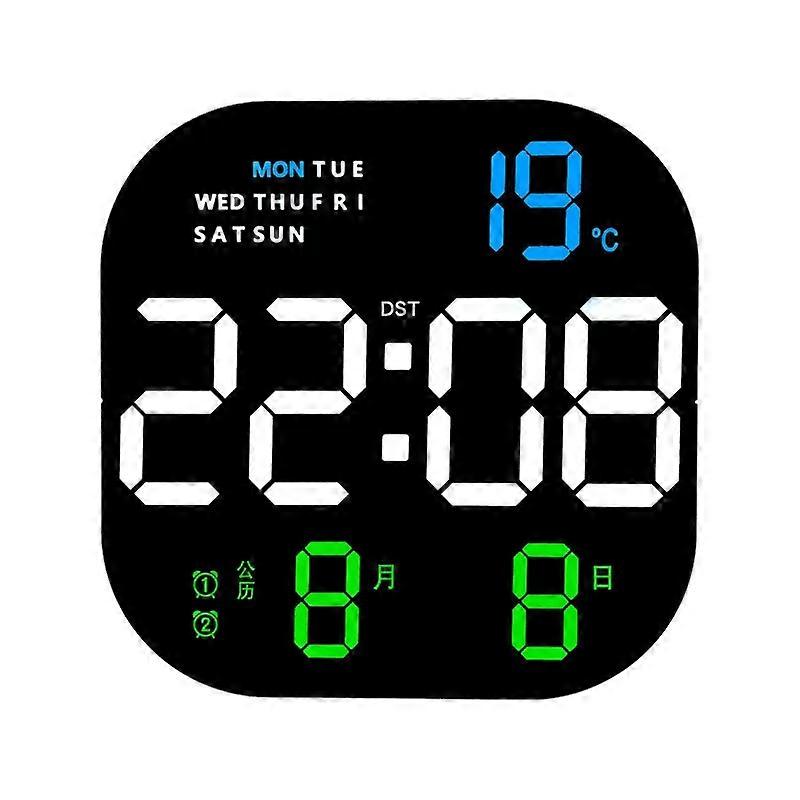 Digital Wall Clock Remote Control Temperature Date Week Display Memory Mode Desktop Clock Dual Alarms LED Clock Room Decor