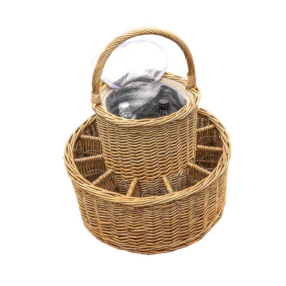 Wicker Celebration Drinks Basket With Fitted Cooler And Glasses