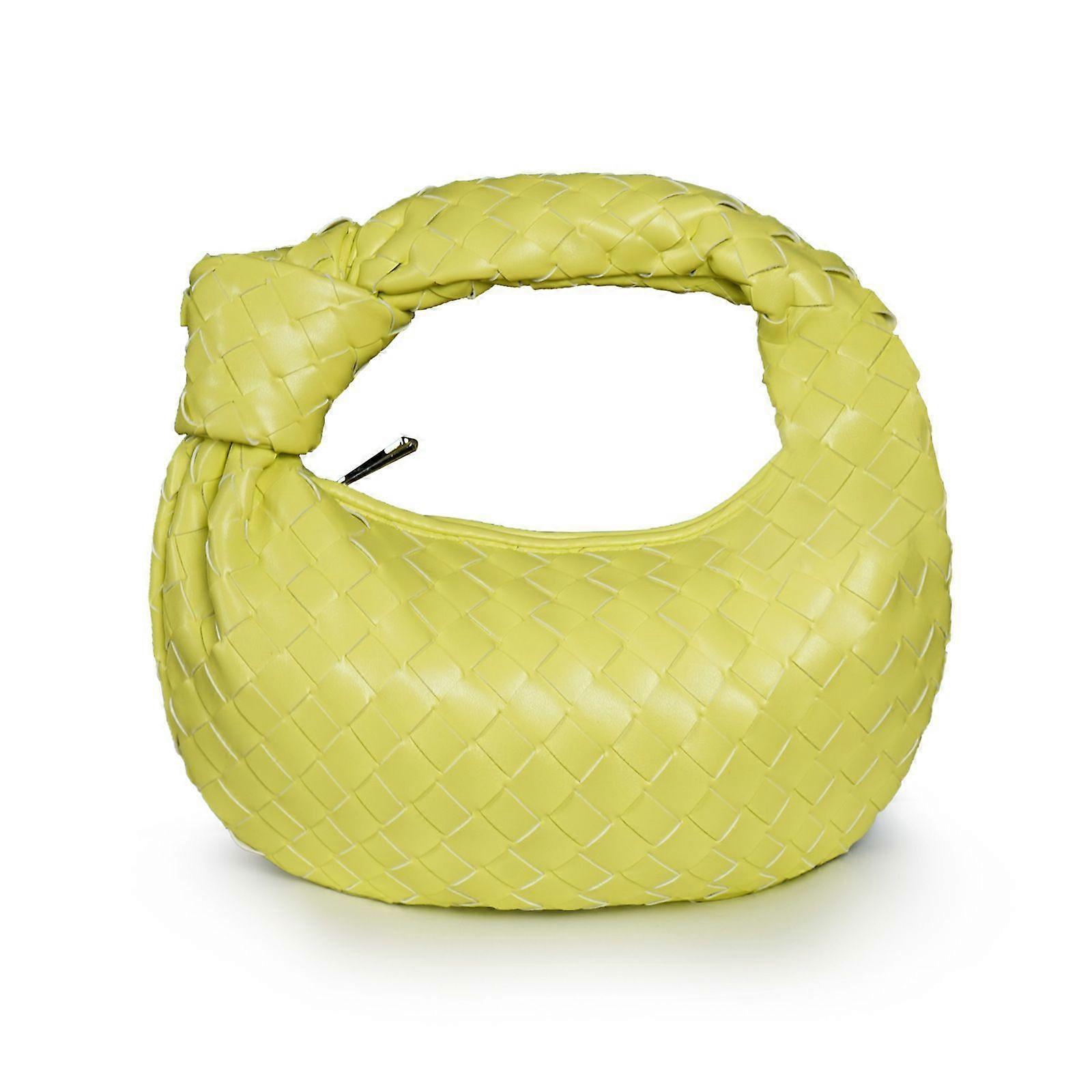 Vävd Läder Hobe Dumpling Väska Middag Handväska För Kvinnor Handväska Hobo Väska Knuten Vävd Sommar Clutch Väska