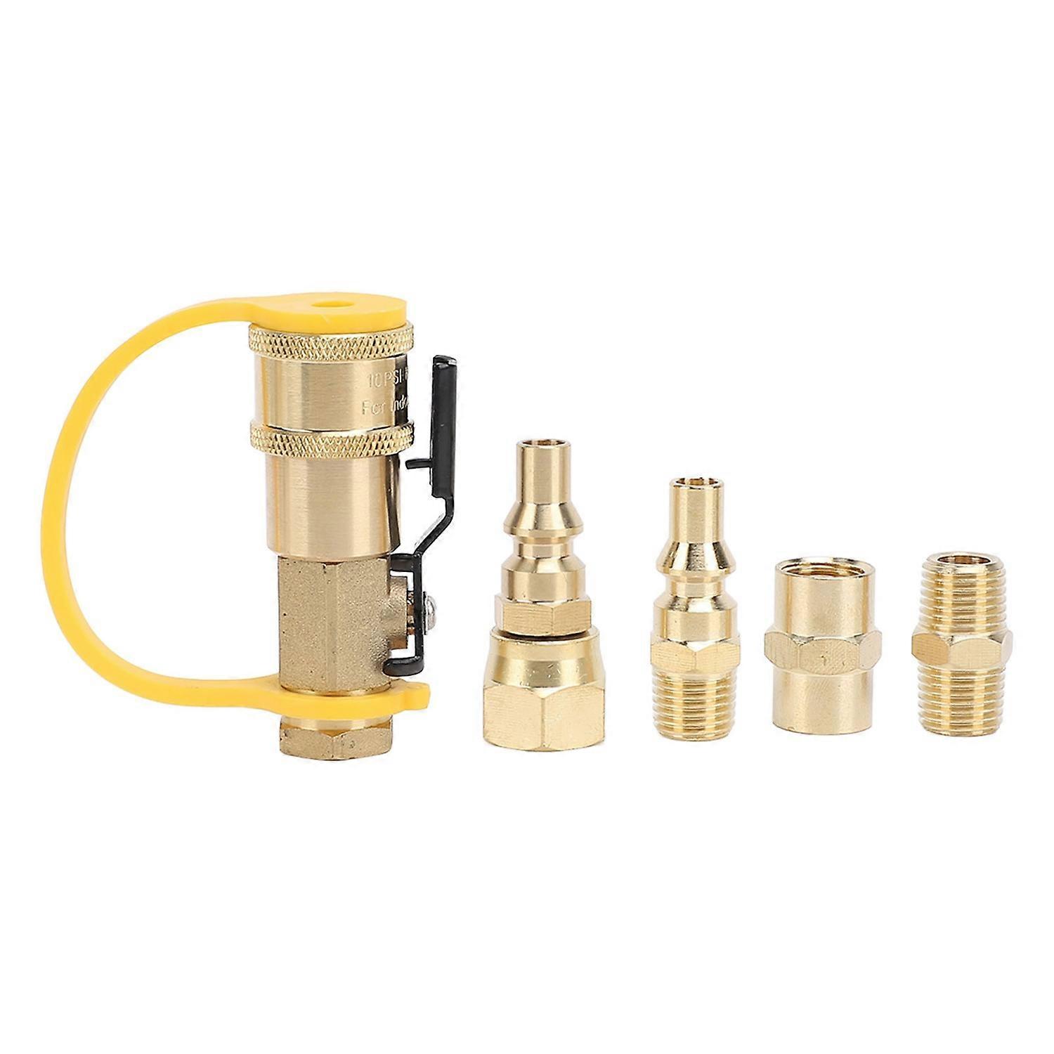 6PCS RV Quick Connect Adapter Fittings 1/4in Brass Shutoff Valve Kit for Trailers Motorhome Camping