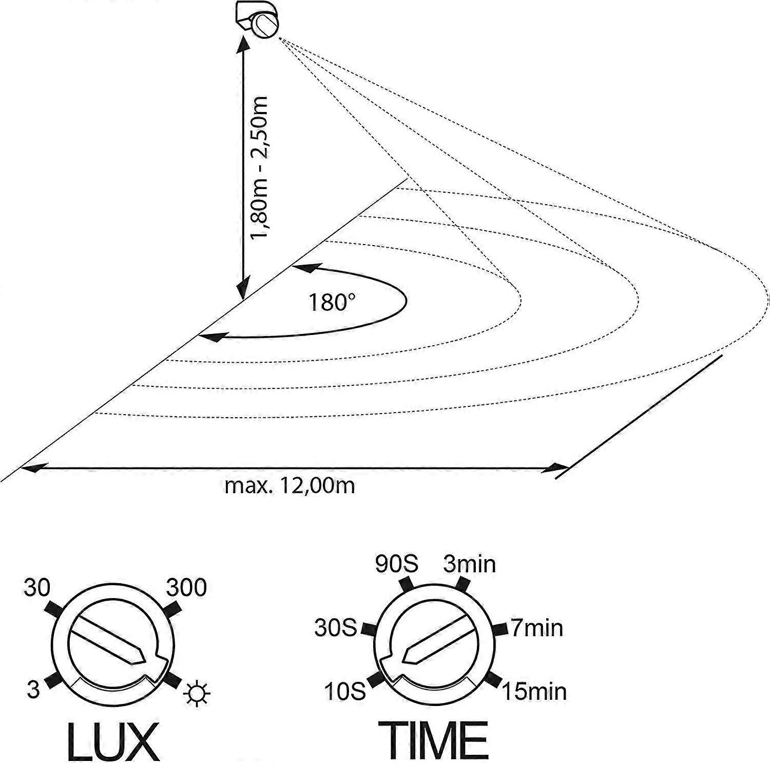 Outdoor Motion Detector IP44,Surface Mounting, programmable,Infrared Sensor,Range 15m/180,suitable LED, orientable,Max.800W/500W