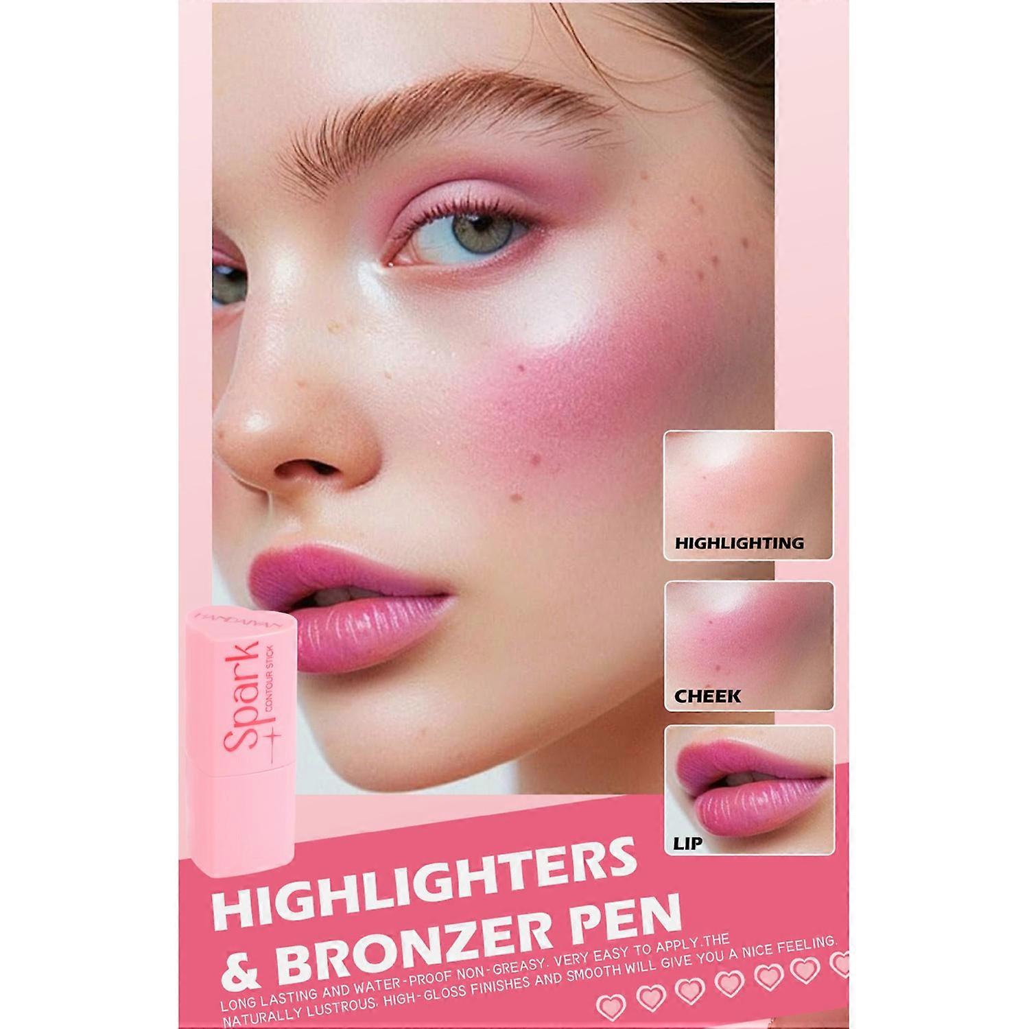 Blush Highlighter Heart Blush Balm Finishing Stick Face Highlighting Pearl Fine Glitter Makeup