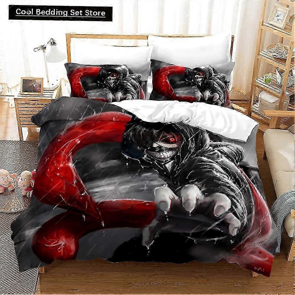 m735 ملاءات سرير مطبوعة رسوم متحركة طوكيو الغول كانيكي كين مجموعة مفروشات غطاء لحاف مزدوج مزدوج كامل الكبار الأطفال غطاء لحاف ملاءات السرير ggt735