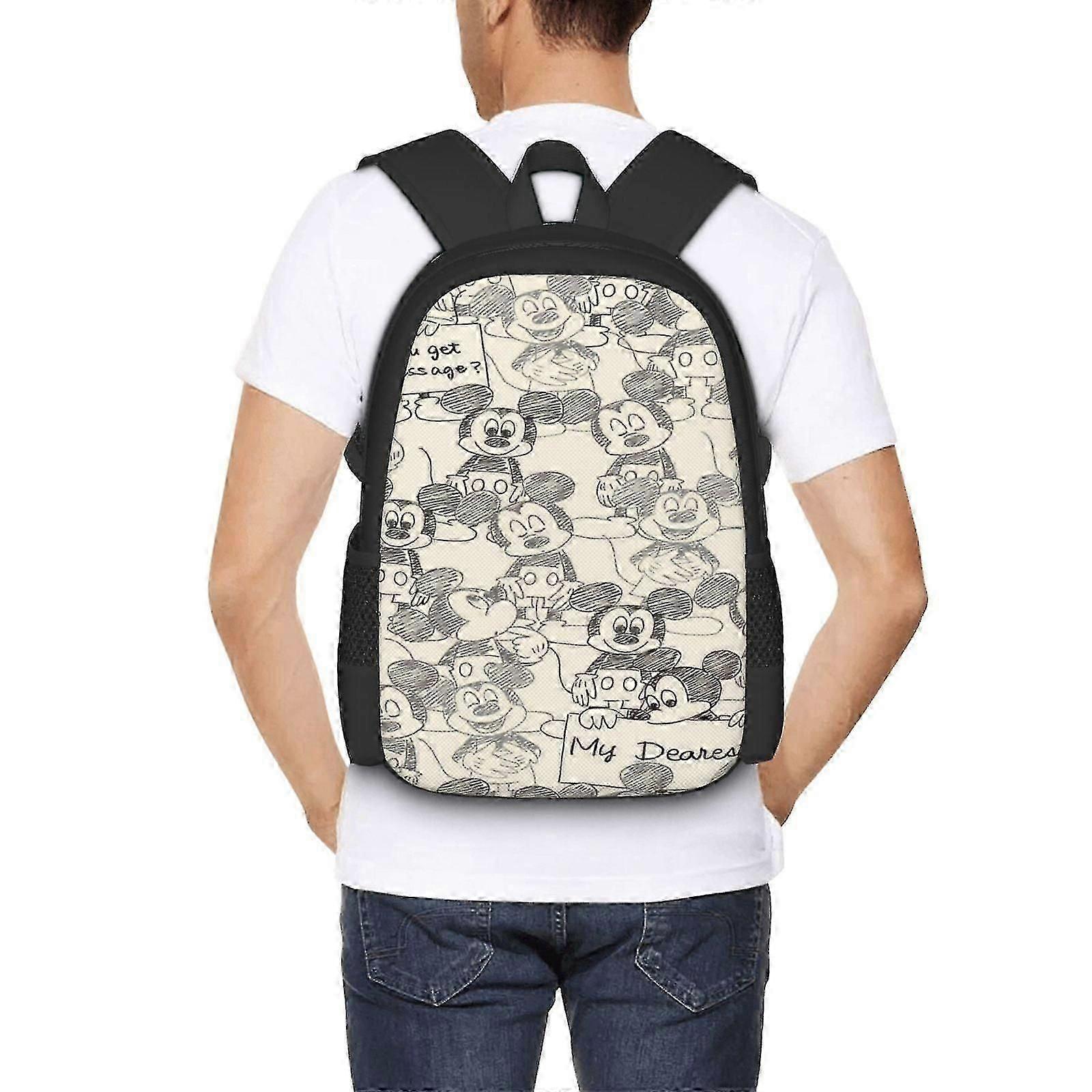 j1507 Mickey Mouse Backpack Large Capacity Laptop Bag Lightweight Adjustable Straps Casual Large Capacity ppo1507