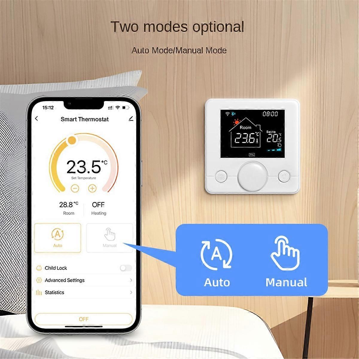 WiFi Wireless Thermostat RF433 Water Heating Gas Boiler Thermostat with Bracket Support Mobile Phone Remote Control