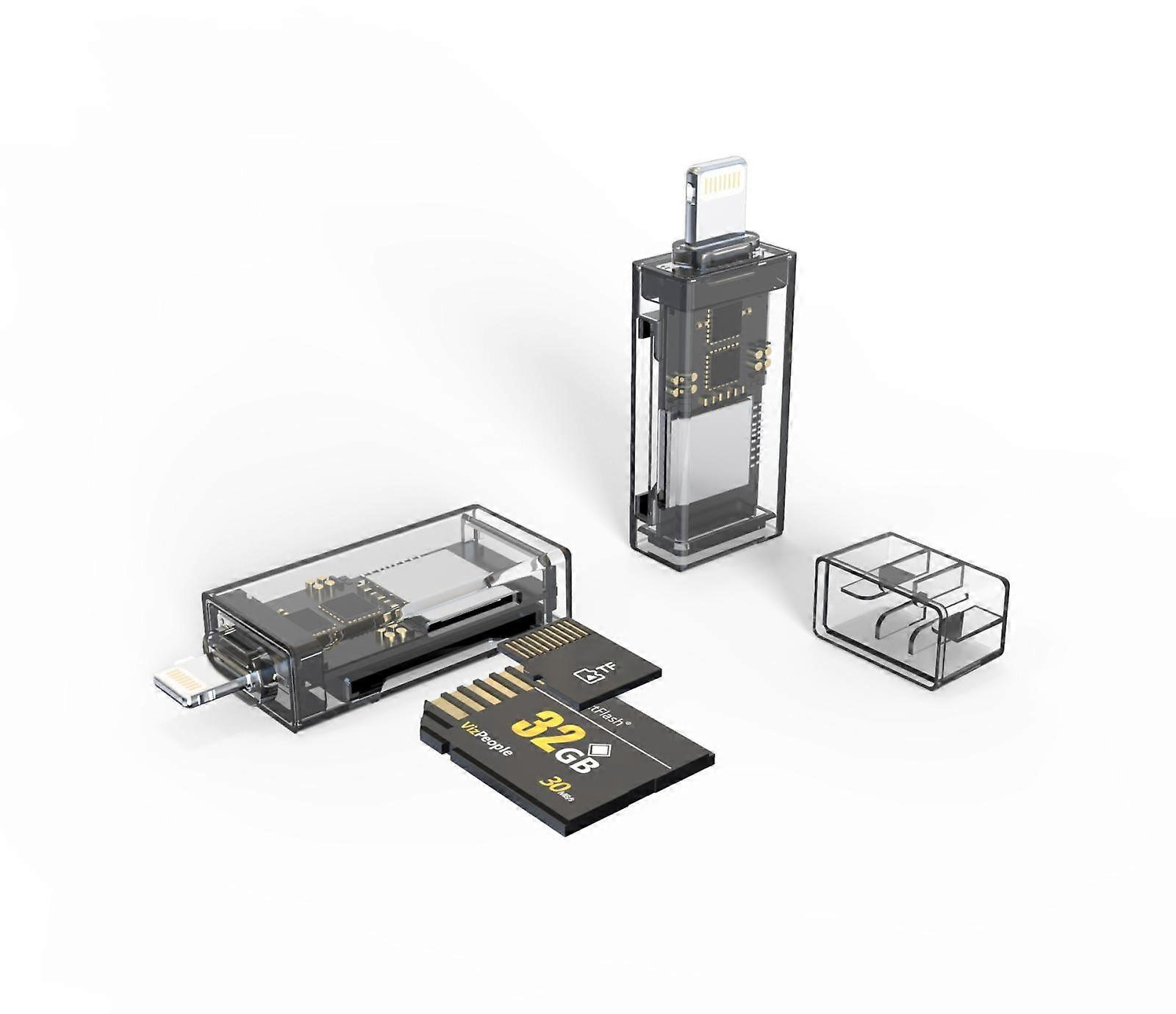 Transparent Card Reader for PC/Laptop/Smartphone 8 Pin To SD/TF
